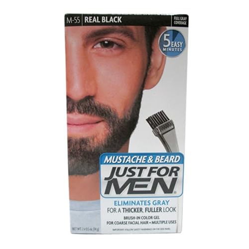 JUST FOR MEN Color Gel Mustache & Beard M-55 Real Black 1 Each (Pack of 2) Beauty & Personal Care Just for Men