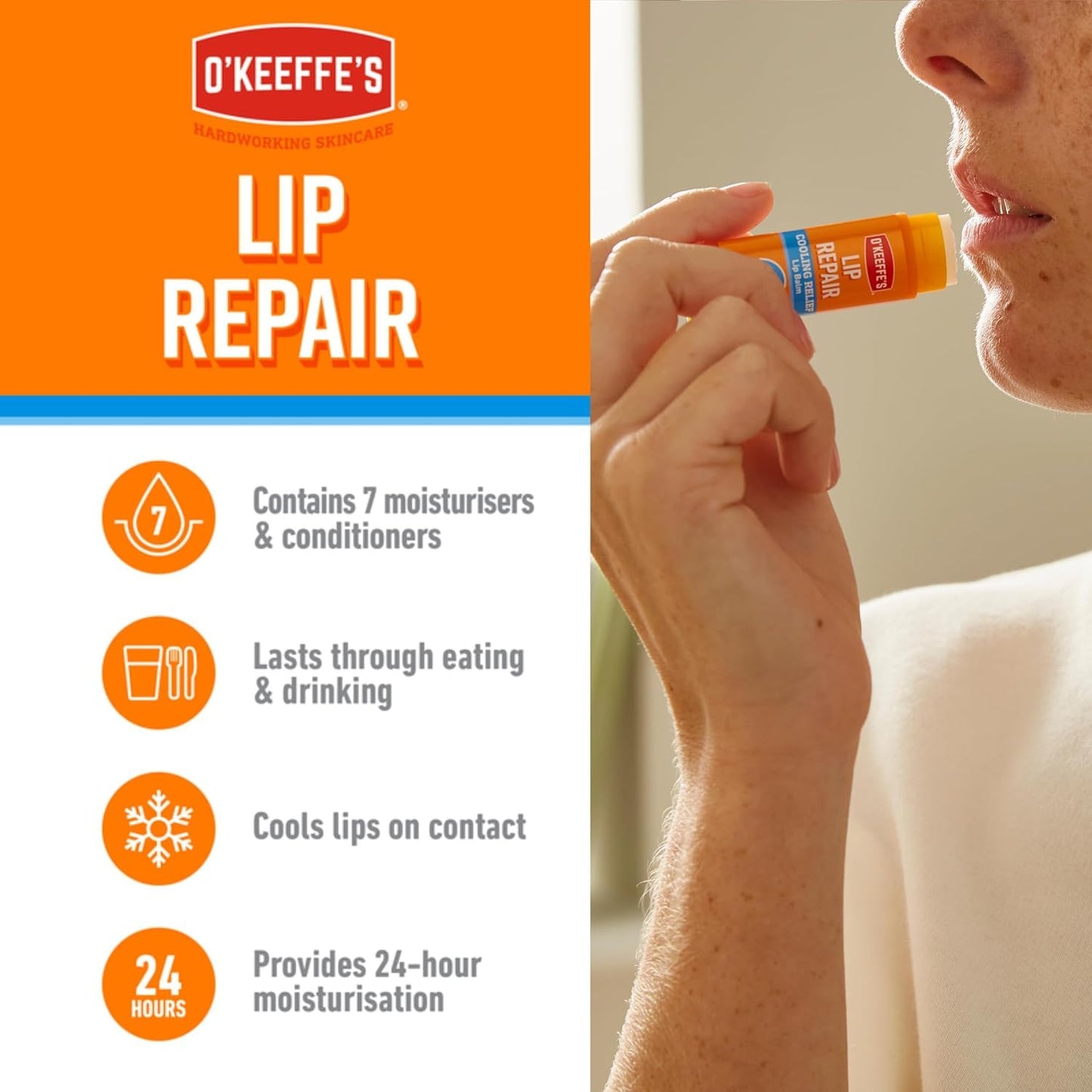 O'Keeffe's Lip Repair, All-Day Moisture, Cooling Relief Lip Balm - 3 Pack Beauty and Personal Care O'Keeffe's