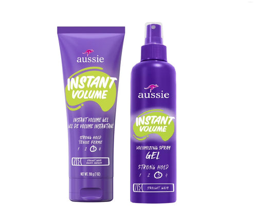 Aussie Instant Volume Variety Pack, 2 Sizes Defining Hair Gel and Volumizing Spray Gel for Wavy Hair, and Straight Hair, Unisex (7 Oz & 5.7 Oz) Beauty & Personal Care Aussie