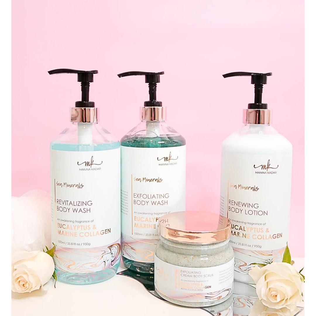 Manna Kadar Beauty Dead Sea Minerals Exfoliating Body Wash, Eucalyptus Marine - Body Wash, Shower Gel, Moisturizing Scrub, Brighten Dull Skin Beauty & Personal Care Manna Kadar