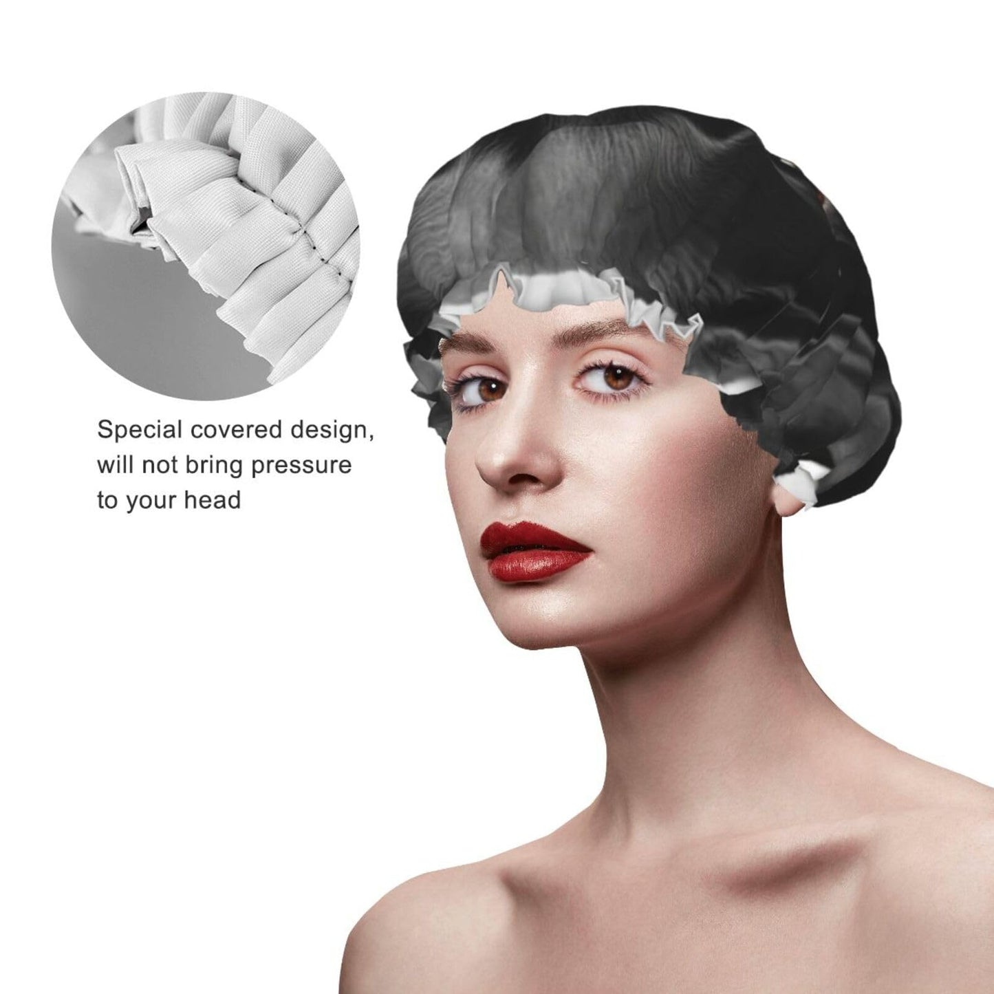 Black Dog Shower Cap for Women Men Large Reusable Shower Bonnet Double-Layer Waterproof Bath Caps Elastic Band Hair Hat for All Hairstyles Beauty and Personal Care BWLHJKE