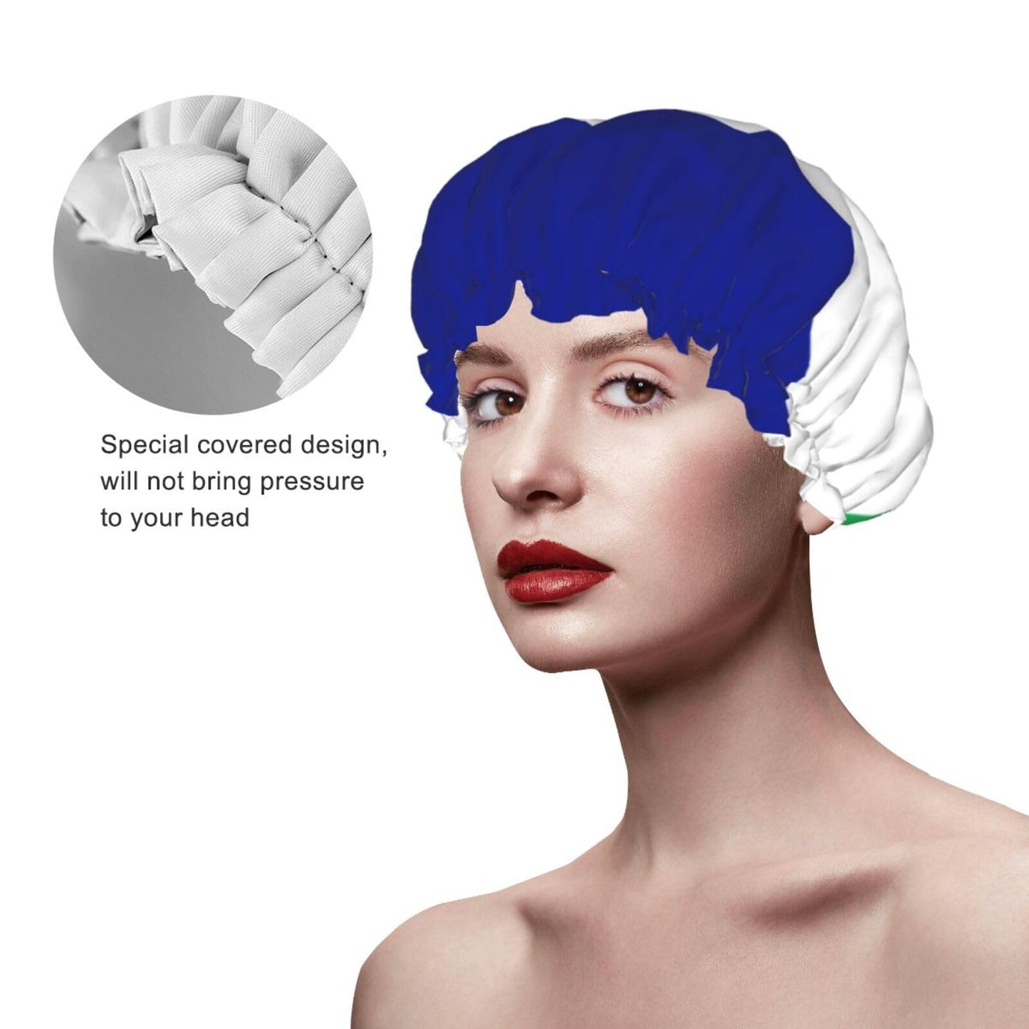 Lesotho Flag Prints Shower Cap Double Layer Lined Waterproof Bathing Shower Hat Beauty and Personal Care Hayyett