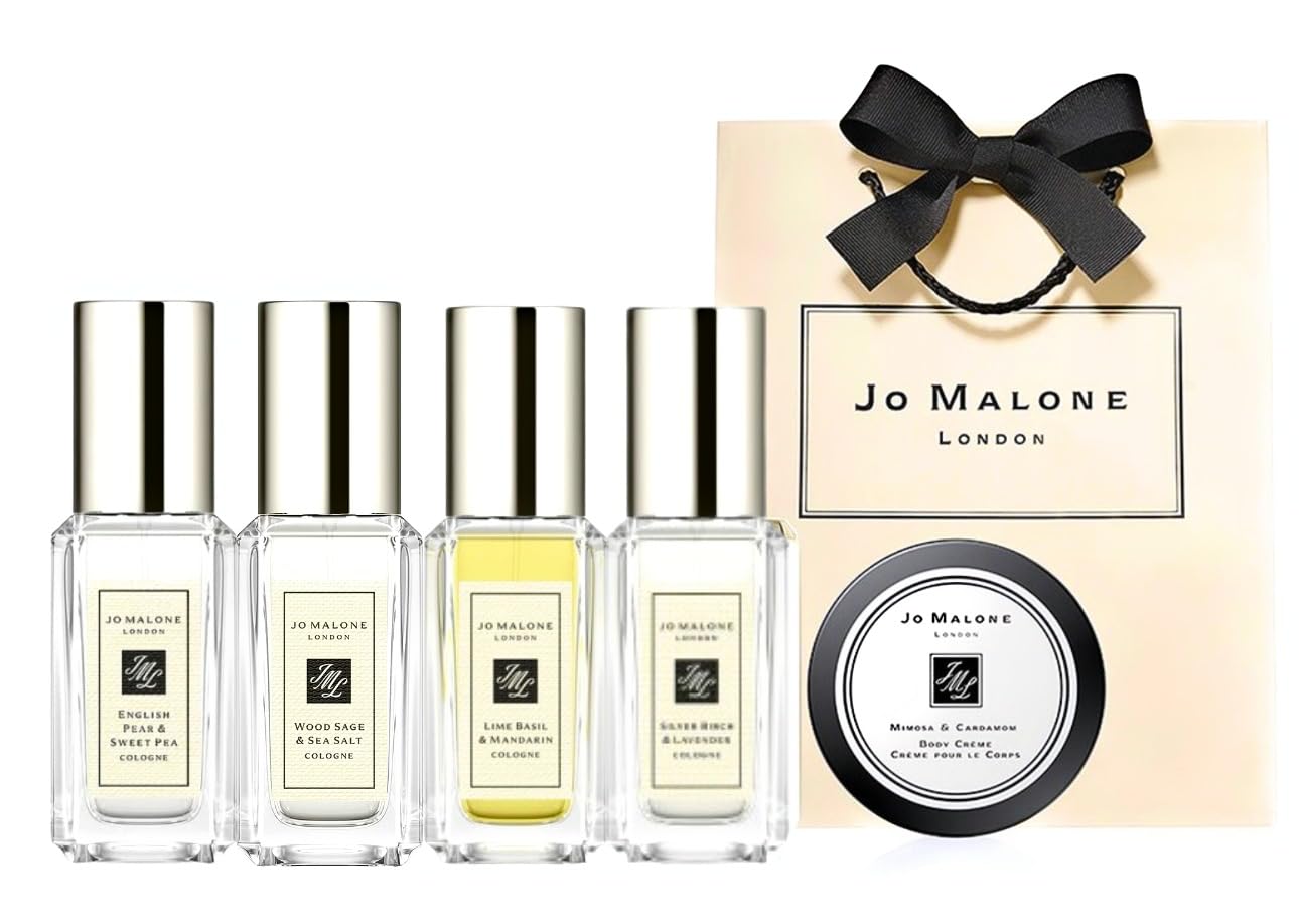 Jo Malone Holiday Gift Set 5 Pc Signature Cologne Wood Sage & Sea Salt, English Pear & Sweet Peas, Silver Birch & Lavender, and Body Creme Beauty & Personal Care Jo Malone