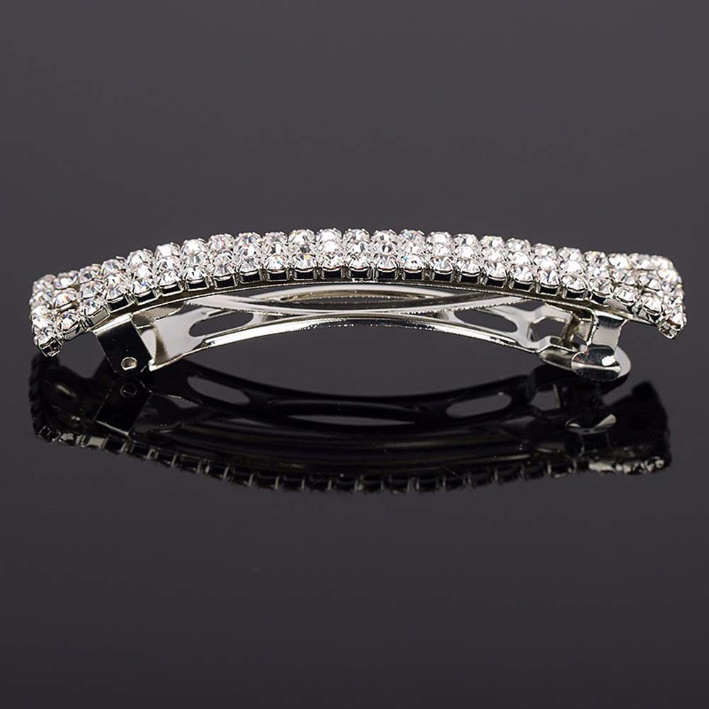 lasenersm Hair Clip, 2 Pieces Hair Accessory with Three Row Rhinestone Crystal, Hair Barrette Clip for Girls and Women, 2.75 in Length, Silver Beauty & Personal Care lasenersm