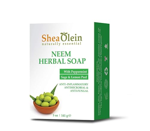 Shea Olein naturally essential NEEM HERBAL SOAP WITH PEPPERMINT, SAGE & LEMON PEEL 5ozQ Beauty & Personal Care SheaOlein Naturally Essential