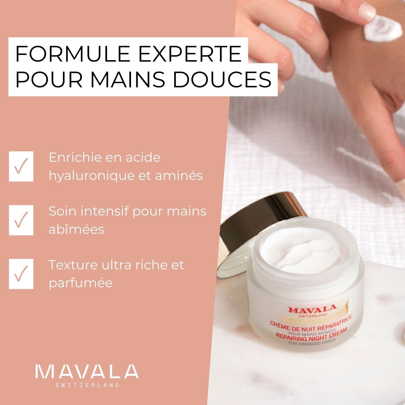 MAVALA Repairing Night Cream for Hands| Dry hands Treatment | Cracked Hands Repair| Overnight Hand Moisturizer | 30 Day Treatment | Moisturizing Beauty & Personal Care MAVALA
