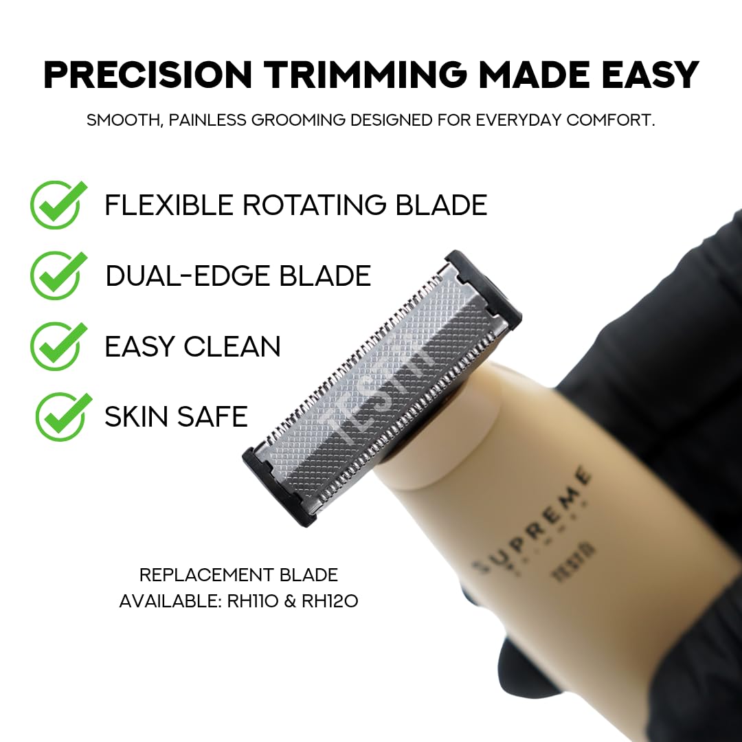 Supreme Trimmer Testii STH120 Men’s Ball Trimmer & Body Groomer - Groin & Pubic Hair Trimmer, Skin-Safe Blade, Waterproof Wet/Dry, USB-C Fast Charge Beauty and Personal Care Supreme Trimmer