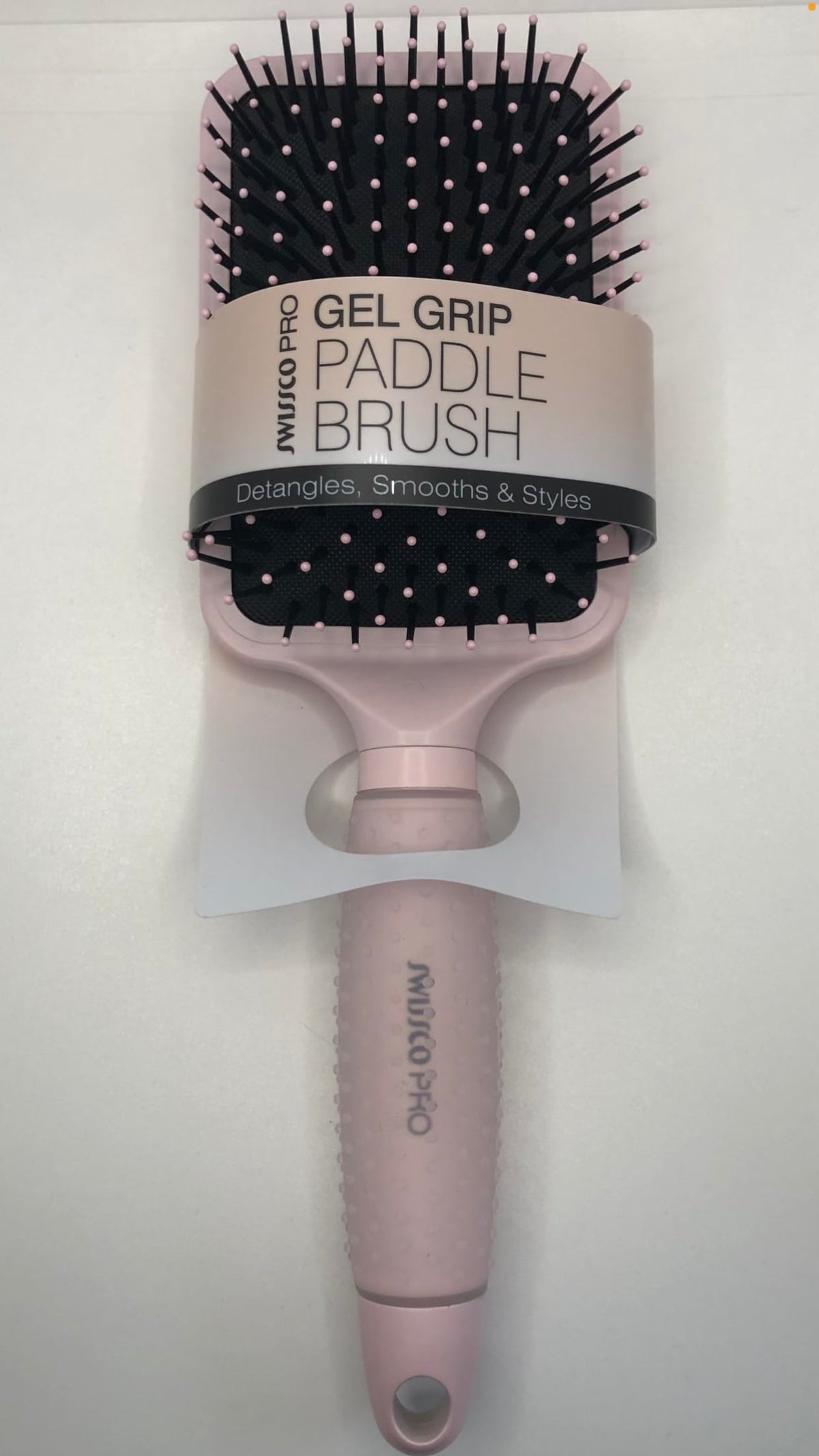 Swissco Pro Gel Grip Paddle Hair Brush Gloss (Ballet Pink Gloss)