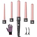 5 in 1 Curling Iron Wand Set, Hair Curling Iron Interchangeable Ceramic Barrels (0.35 to 1.25 Inch), Barrel Heat Protective Glove 2 Clips, Dual Beauty & Personal Care Amgcive