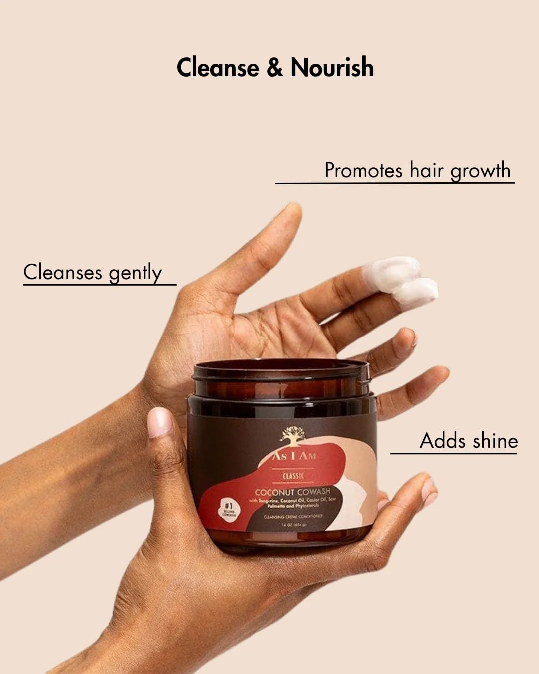 As I Am Coconut Cowash - 16 ounce - with Saw Palmetto, Castor Oil, & Phytosterols - Cleansing Conditioner - Preserves Moisture - Sulfate Free Beauty & Personal Care As I Am