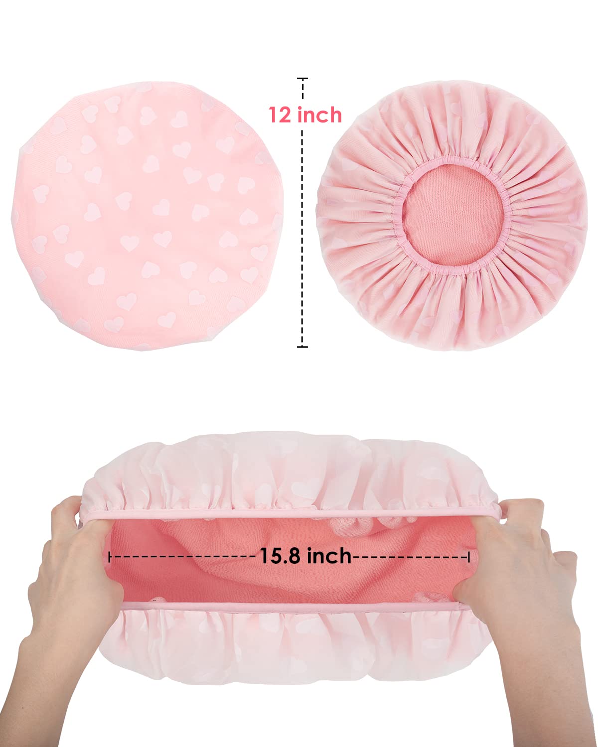 Auban Shower Cap, Shower Cap for Women Terry Cloth Lined EVA Exterior Reusable Double Layer Waterproof, Large Bath Hair Cap, Hotel Travel Essentials Beauty & Personal Care Auban