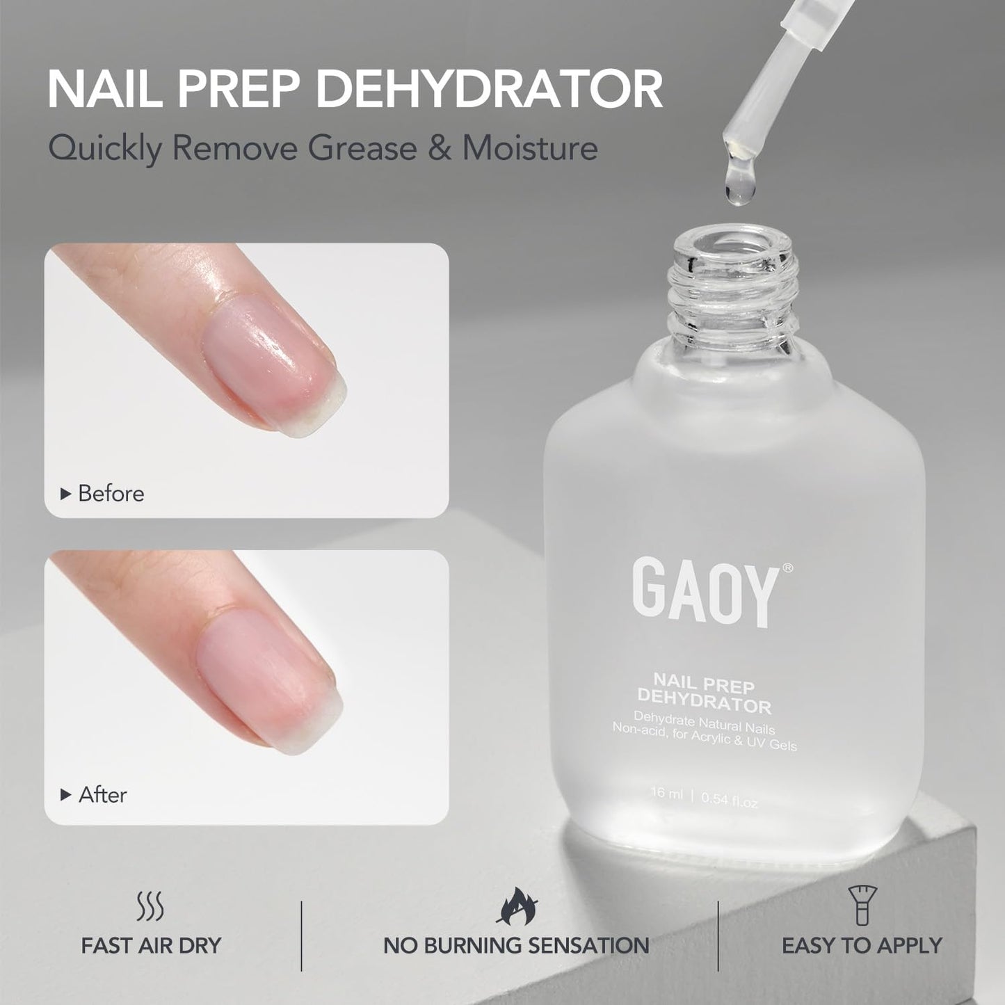 GAOY 16ml Nail Dehydrator and Primer with Gel Top and Base Coat, 4 Pcs Acid-Free Natural Nail Prep Dehydrate Bond Primer Professional Set, for Gel Beauty and Personal Care GAOY