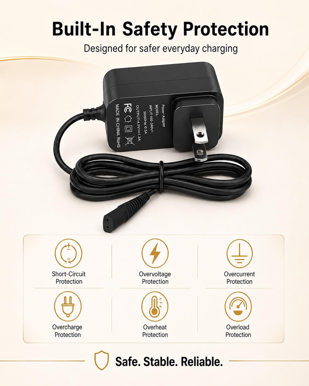 for Babyliss PRO FXFS2 Foil Shaver Charger, 4.5V Power Cord for BaBylissPRO FOILFX02 METALFX Double Foil Razor Beauty and Personal Care Gsojaru