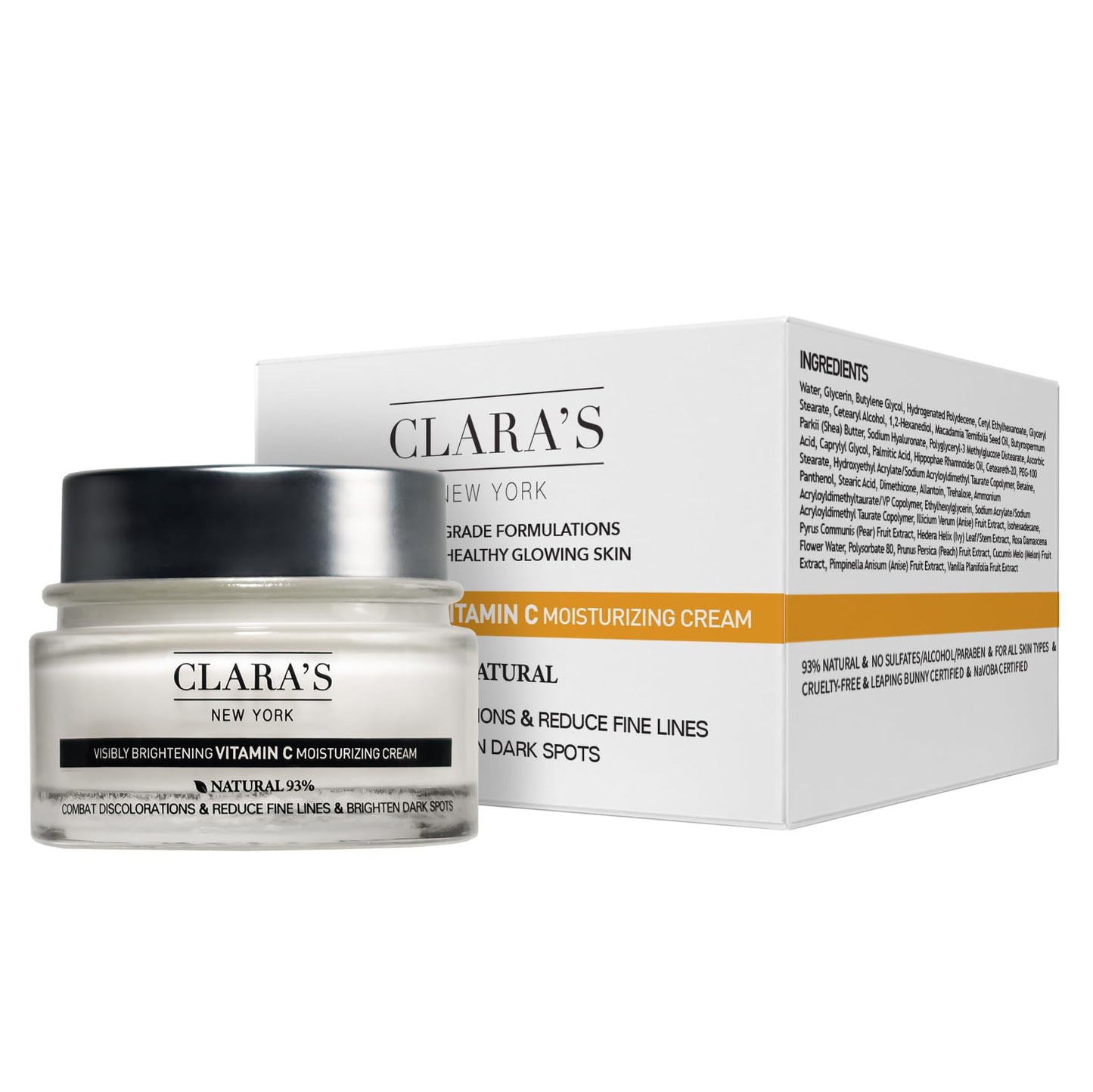 CLARA'S NEW YORK | Brightening Vitamin C Moisturizer Face Cream | with Hyaluronic Acid | Acne Scars Dark Spots Reduce Fine Lines, Healthy Glowing Skin Beauty & Personal Care CLARA'S NEW YORK