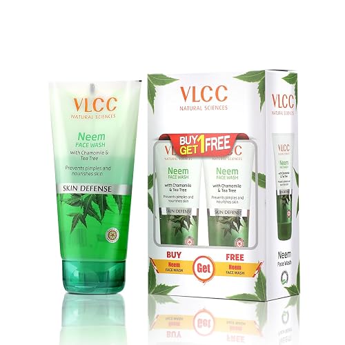 VLCC Neem Face Wash with Chamomile & Tea Tree | Anti-Acne Facial Cleanser with Soothing Properties | 5.07 Fl Oz/150 ml (Pack of 2) Beauty & Personal Care VLCC
