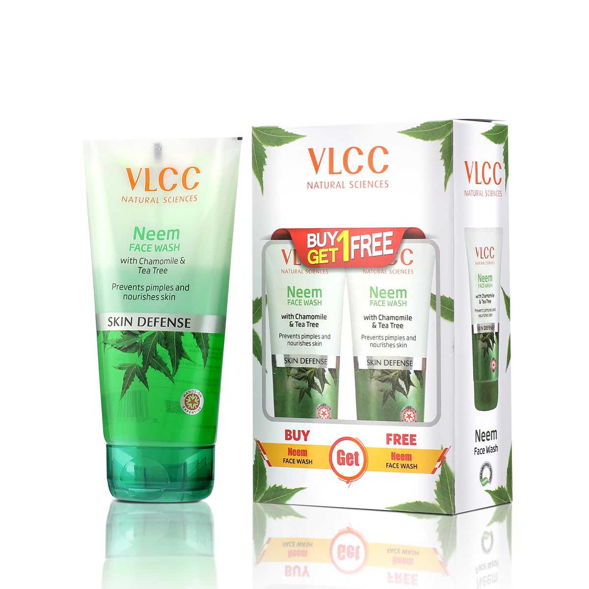 VLCC Neem Face Wash with Chamomile & Tea Tree | Anti-Acne Facial Cleanser with Soothing Properties | 5.07 Fl Oz/150 ml (Pack of 2) Beauty & Personal Care VLCC
