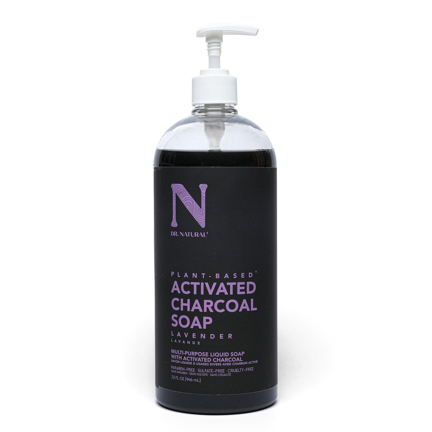 Dr. Natural Activated Charcoal Liquid Soap - Anti Acne and Blemishes - Deep Cleansing Body Wash - Gentle Body Soap for Clear Skin - Lavender - 32 oz.. Beauty & Personal Care Dr. Natural