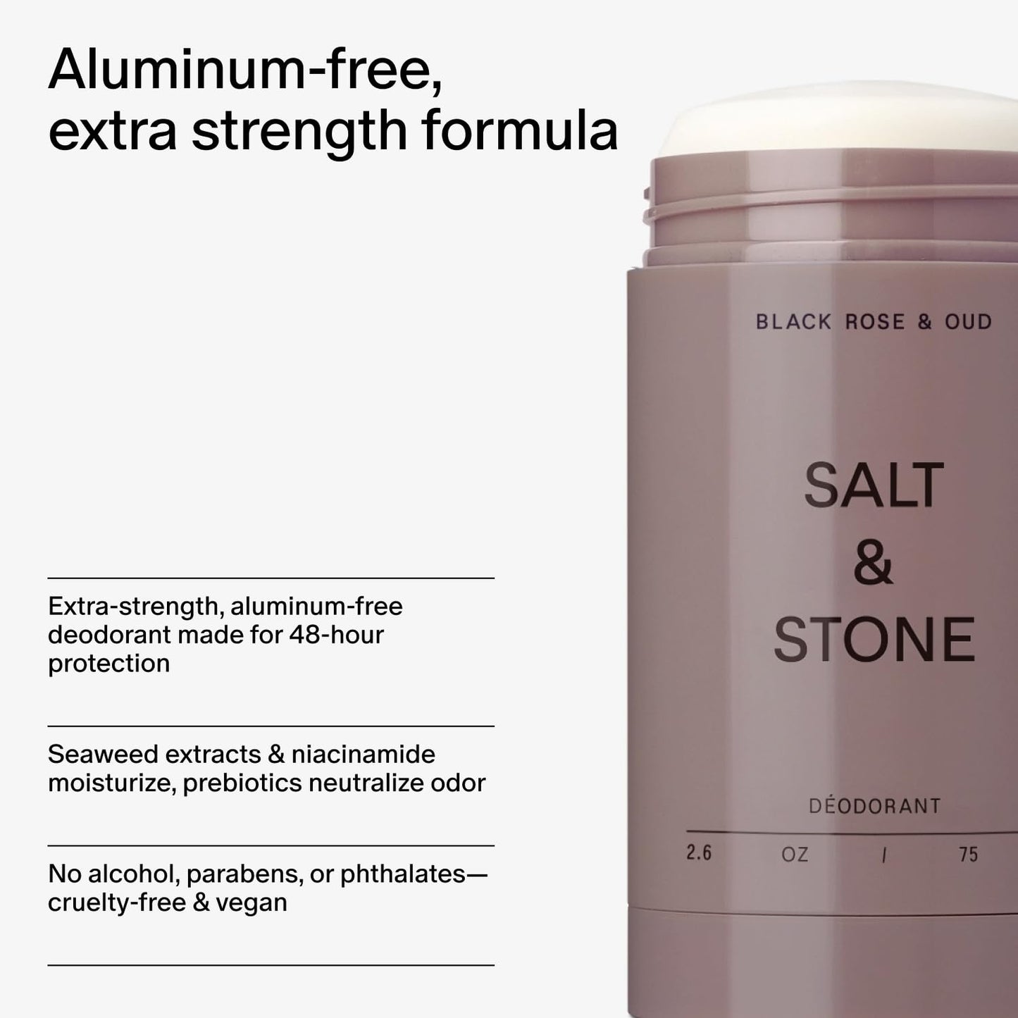Salt & Stone Aluminum Free Deodorant - Extra Strength 48 Hour Protection for Women & Men - Made with Seaweed Extracts, Niacinamide & Prebiotics Beauty and Personal Care Salt & Stone