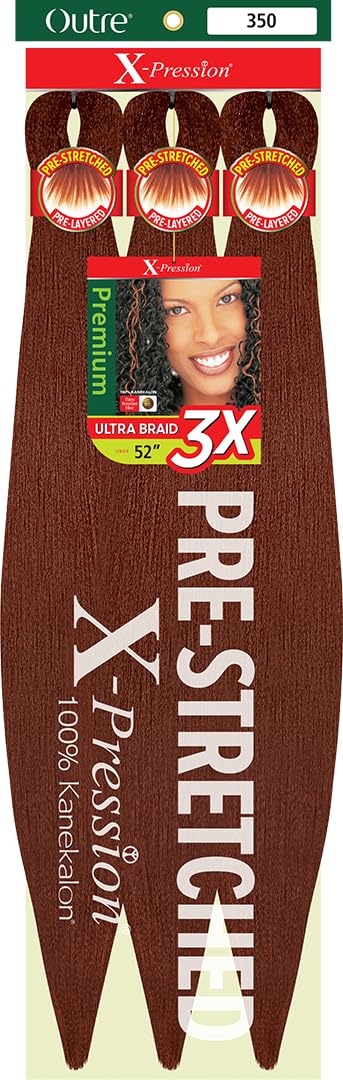 Outre X-Pression Braid - Pre Stretched Braid 52" 3X (2 Pack, COPPER 350)