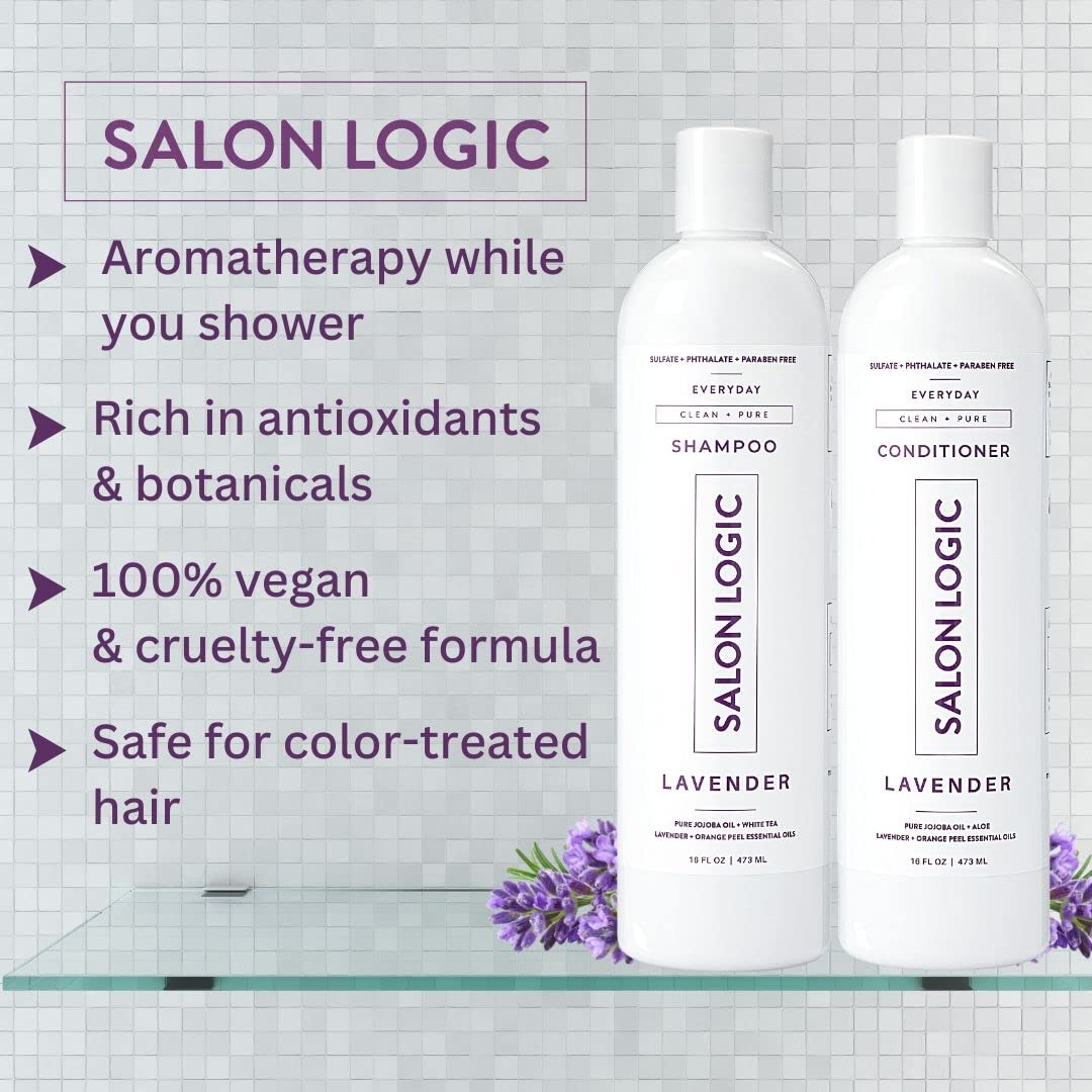 SalonLogic Everyday Clean & Pure Shampoo and Conditioner Set, Lavender - Salon Quality, Keratin treatment, Naturally Scented, Hydrating, Moisturizing Beauty & Personal Care SalonLogic
