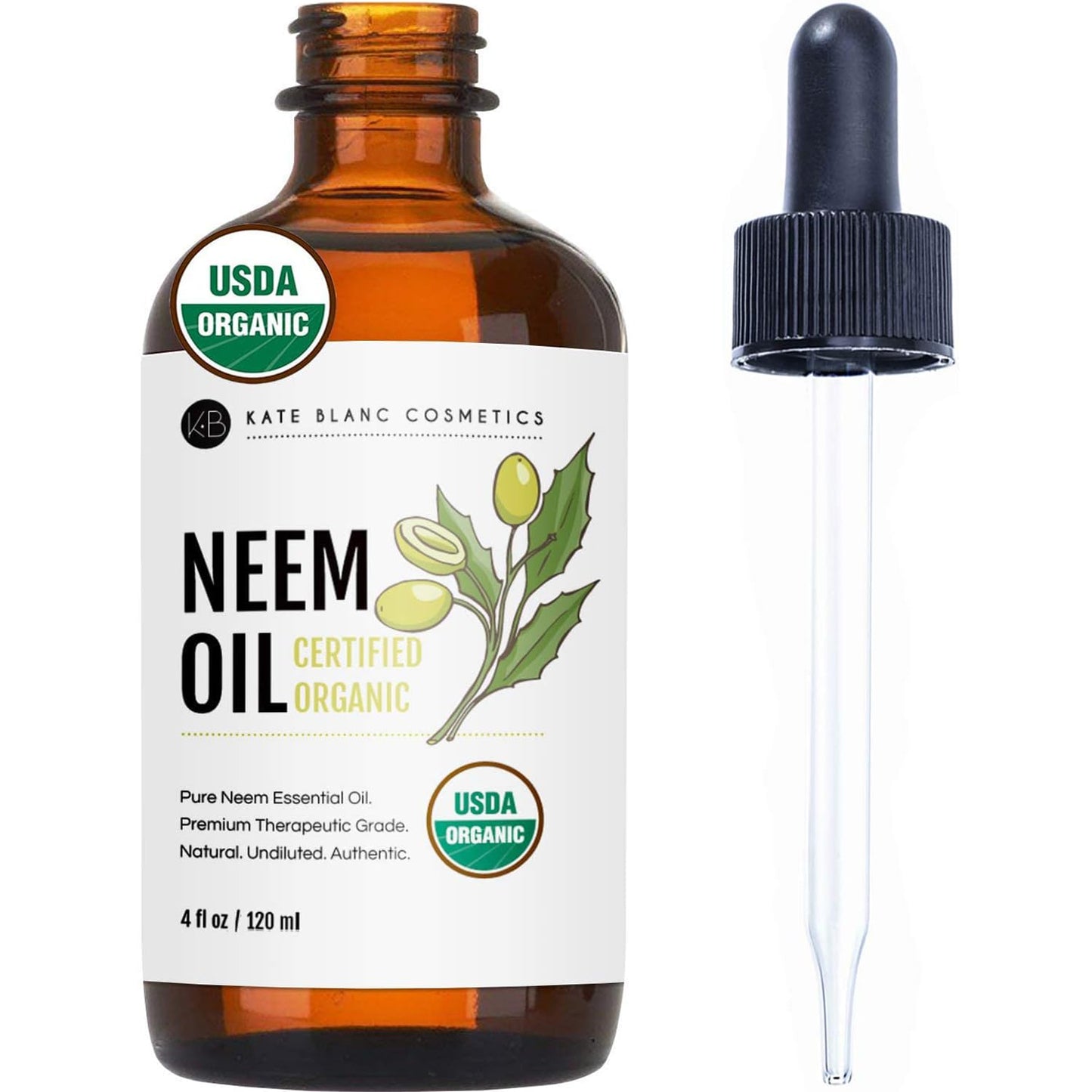 Kate Blanc Cosmetics Neem Oil for Skin, Hair & Face. Safe for Dog, Plants, Scalp (4oz, Organic, Cold Pressed, Concentrate) Beauty & Personal Care Kate Blanc Cosmetics