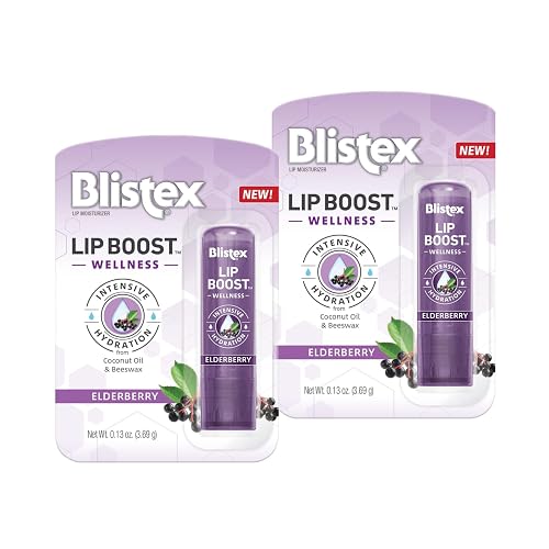 Blistex Lip Boost Wellness, Intensive Hydration from Coconut Oil & Beeswax, Elderberry Moisturizer (Pack of 2) Beauty & Personal Care Blistex