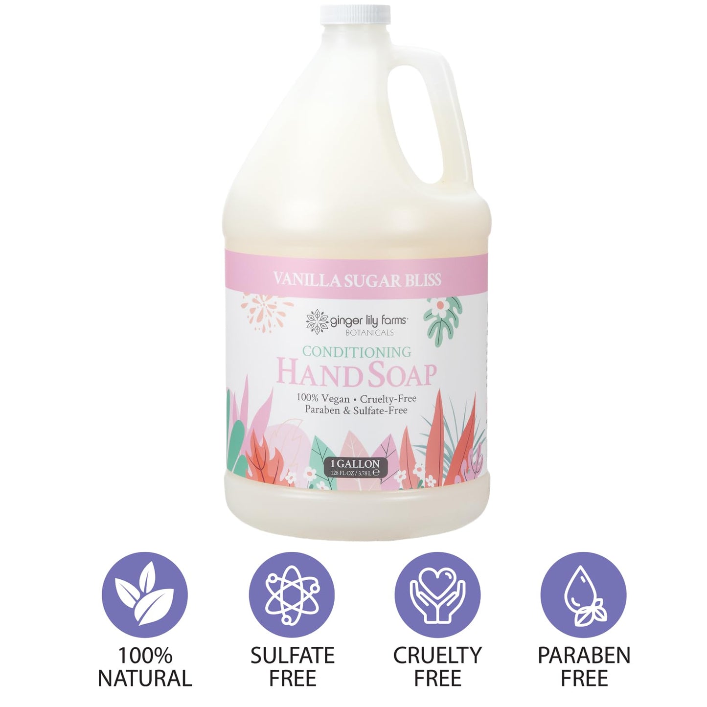 Ginger Lily Farms Botanicals Conditioning Liquid Hand Soap Refill, 100% Vegan & Cruelty-Free, Vanilla Sugar Bliss Scent, 1 Gallon (128 fl oz) Beauty & Personal Care Ginger Lily Farms