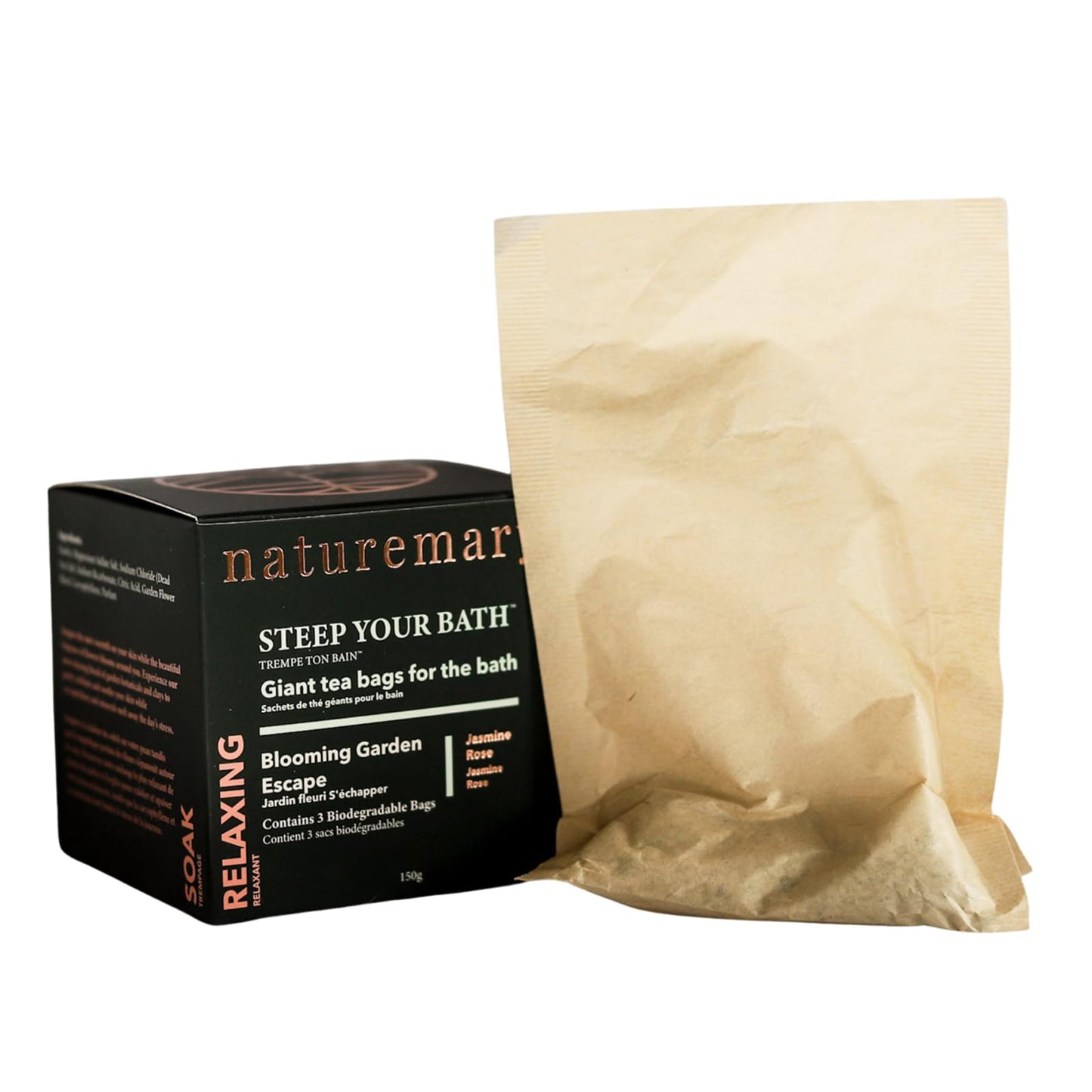 Naturemary Relaxing Steep Your Bath Blooming Garden Escape - Moisturizing Bath Soak for Dull, Tired Skin - Flower Blend - Jasmine Rose - 5.29 oz Beauty and Personal Care Naturemary