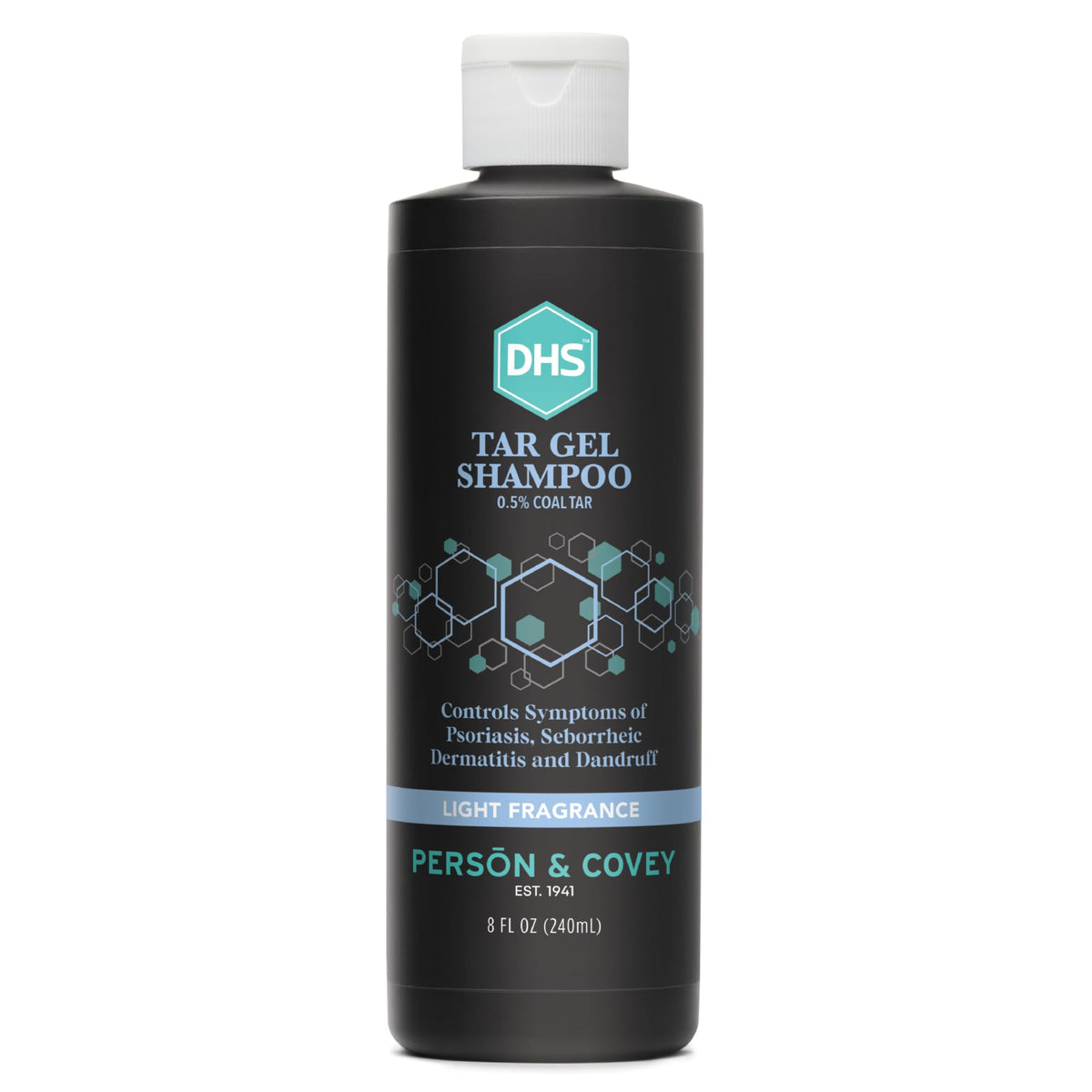 DHS Person & Covey T Gel Shampoo - Anti Dandruff, Mildly Scented Psoriasis Shampoo - 8 Fl. Oz. - Refined Coal Tar Gel Formula, Scalp Psoriasis, Deep