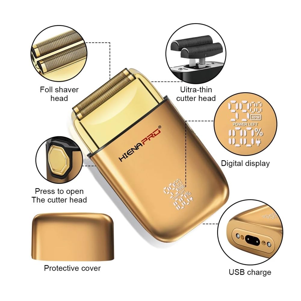 Razors 10,000 RPM High Power Men's Razor - Wireless use of Precision Trim, USB Charging, Powerful, Designed for Home Electric Razors(HYN-809golden) Beauty and Personal Care EWKYLSEM