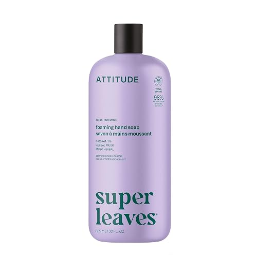 ATTITUDE Foaming Hand Soap Refill, EWG Verified, Natural & Plant-Based Hand Wash, Gentle & Moisturizing, Vegan, Herbal Musk Scent, 30 Fl Oz Beauty & Personal Care ATTITUDE