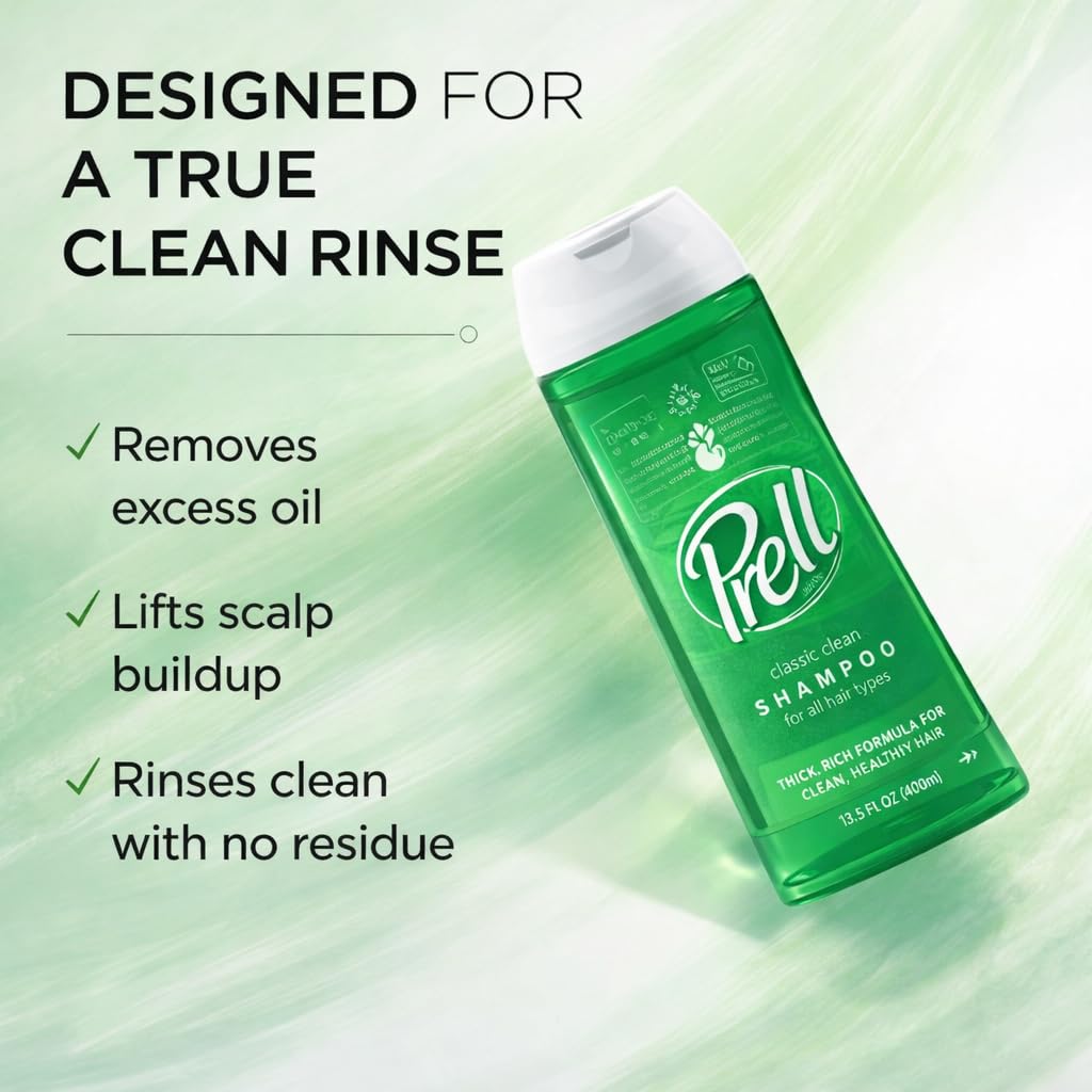 Prell Original Green Shampoo - Classic Clean Deep Cleansing Shampoo for Men & Women | 13.5 oz | 4 Pack Beauty & Personal Care Prell