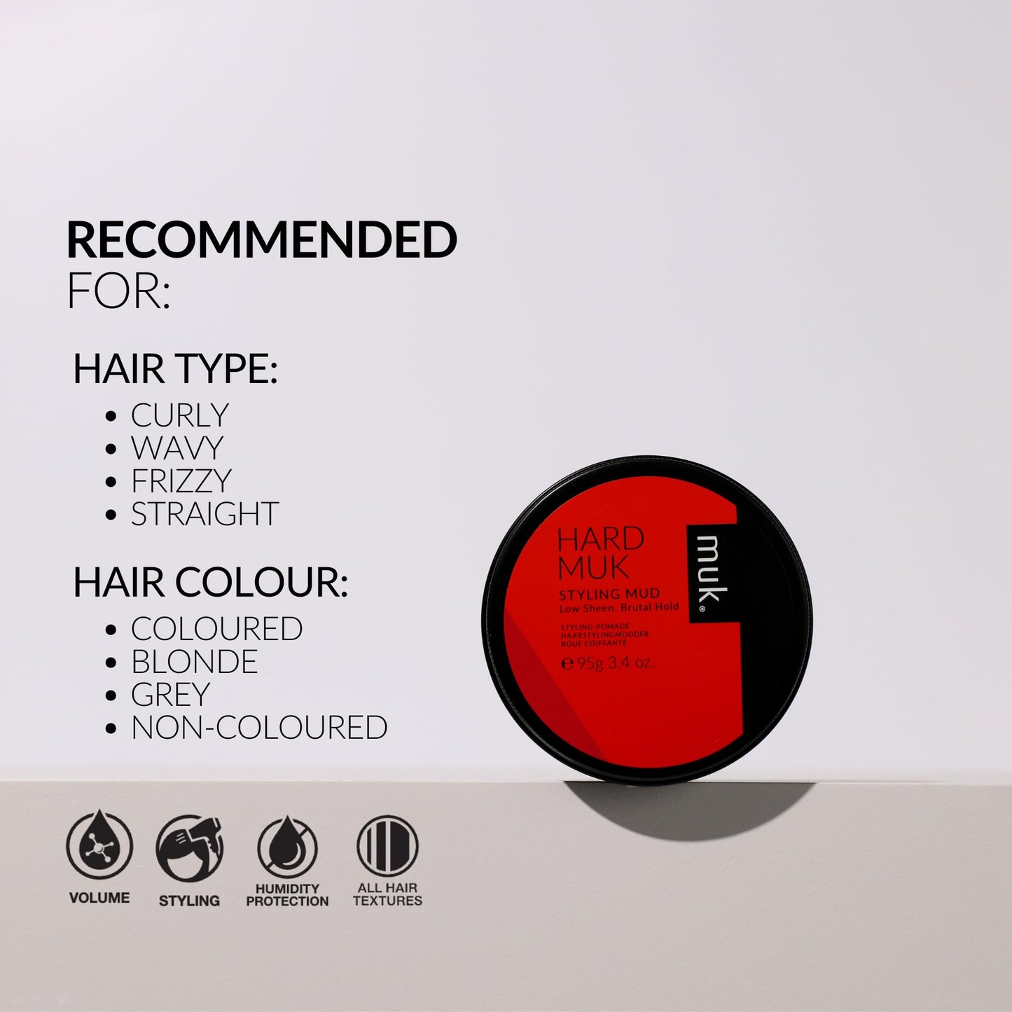Muk Haircare Styling Mud - Hard Hold, Low Sheen Finish Hair Product for Men - 3.4oz Beauty & Personal Care MUK.