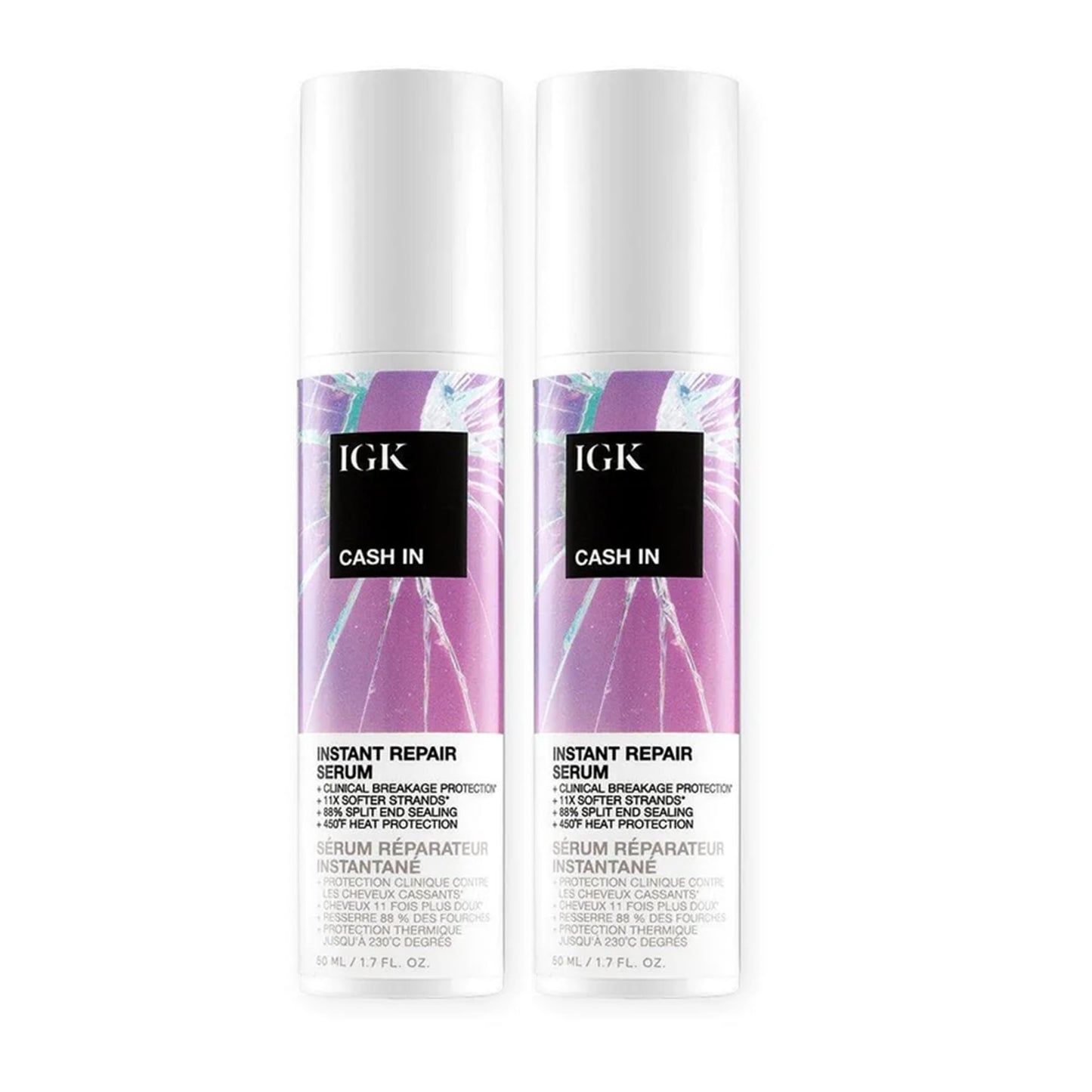 IGK Cash In Instant Repair Hair Serum | Reduce Breakage + Increase Strength | Silicone-Free | 1.7 oz (Pack of 2) Beauty & Personal Care IGK