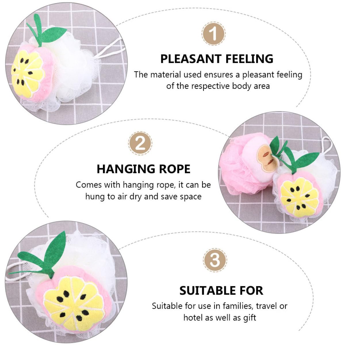 Beaupretty 8pcs Fruit-Shaped Mesh Bath Poufs Shower Scrub Balls Body Washing Bubble Maker Set for Daily Bathroom Use Beauty and Personal Care Beaupretty
