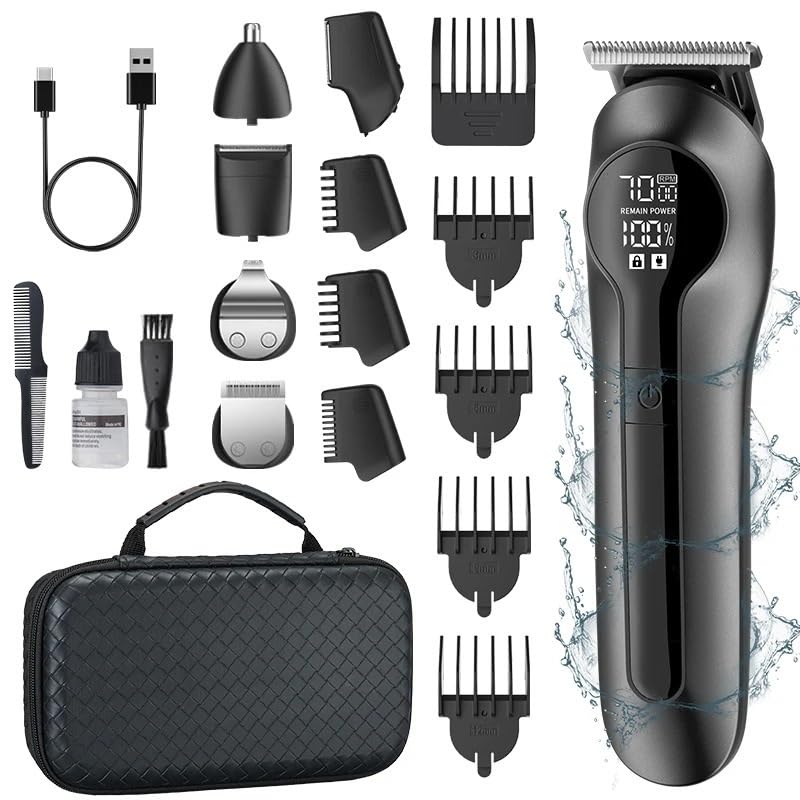 GLESVOWIO Hair Clippers for Men 6 in 1 Multifunctional Clipper with Digital Display High Power Electric Shaver Nose Trimmer Grooming Kit Beauty and Personal Care GLESVOWIO