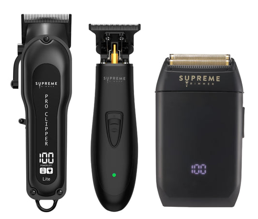 Supreme Trimmer 3-in-1 Barber Bundle - Pro Clipper Lite, T-Shaper Trimmer & Crunch Foil Shaver - Professional Beard Trimmer Men’s Hair Clipper Kit Beauty and Personal Care Supreme Trimmer