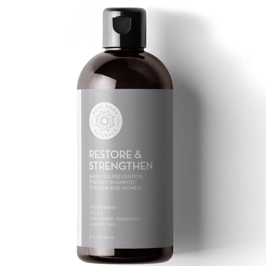 Pure Body Naturals Hair Loss Shampoo to Restore and Strengthen, Large 16 Ounce, DHT Blocker Shampoo for Thinning Hair, for Men and Women (Label Beauty & Personal Care Pure Body Naturals