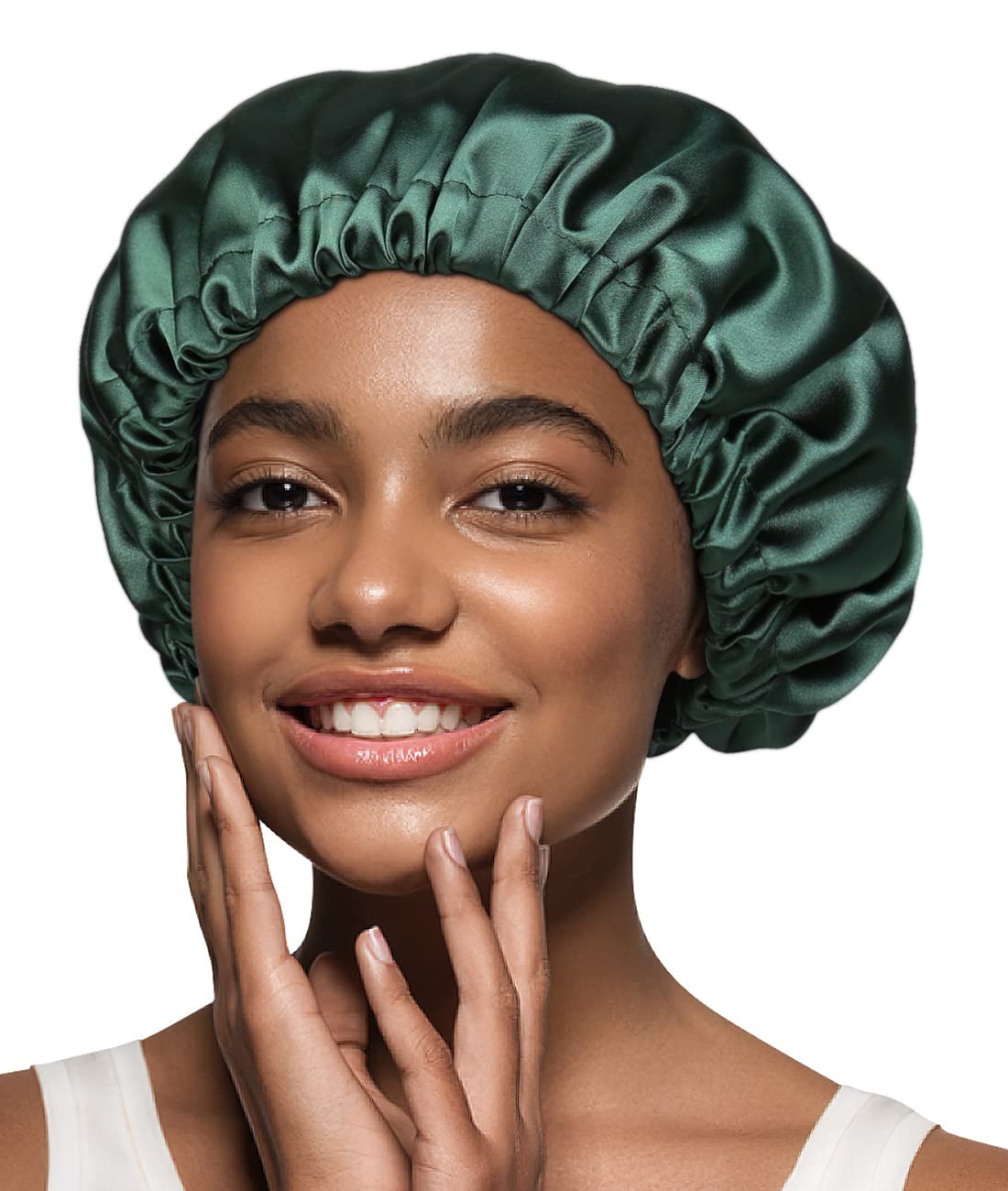Alnorm Sleep Caps Satin Lined Hair Bonnets for Black Women Dark Green Beauty and Personal Care Alnorm