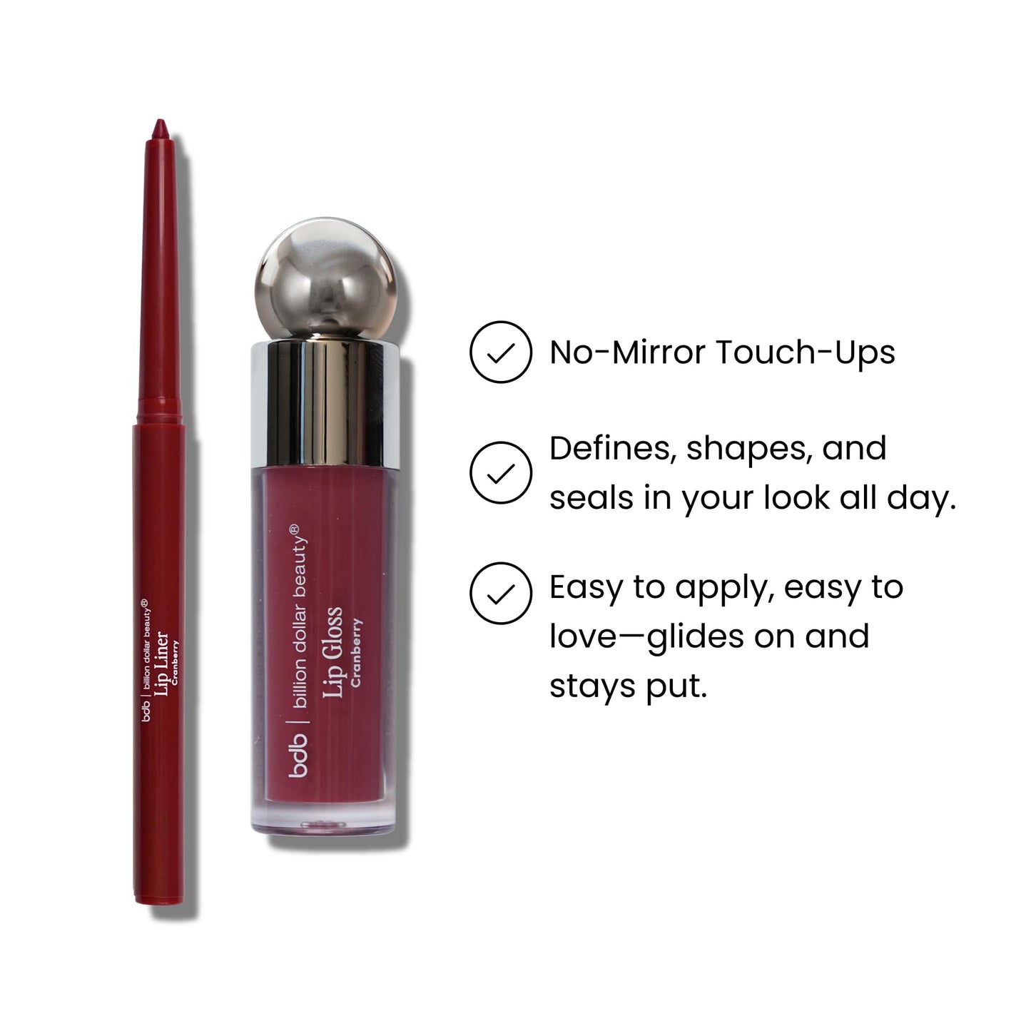 billion dollar brows bdb Lip Gloss with Lip Liner Set - Moisturizing High Shine, Lightweight Glossy, Plumping Lip Gloss, Cranberry Beauty & Personal Care billion dollar brows