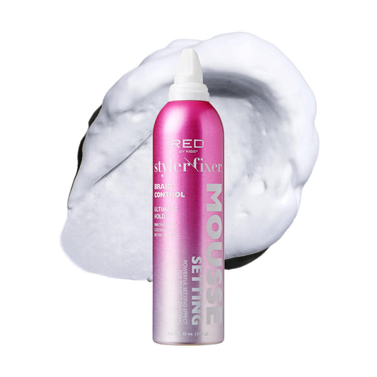 Red by Kiss Setting Mousse Braid Frizz Control, Curl Definition, Shine, Maximize Volume, Ultimate Hold, Long Lasting, Non Sticky Creamy Foam Style Beauty & Personal Care Red by Kiss