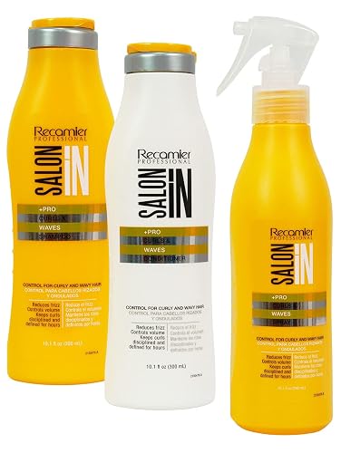 RECAMIER Professional Salon In Hydrating Shampoo + Hidratante Acondicionador + Rizo Refresher Spray Set para Cabello Rizado | Champu y Acondicionador Beauty & Personal Care RECAMIER PROFESSIONAL SALON IN
