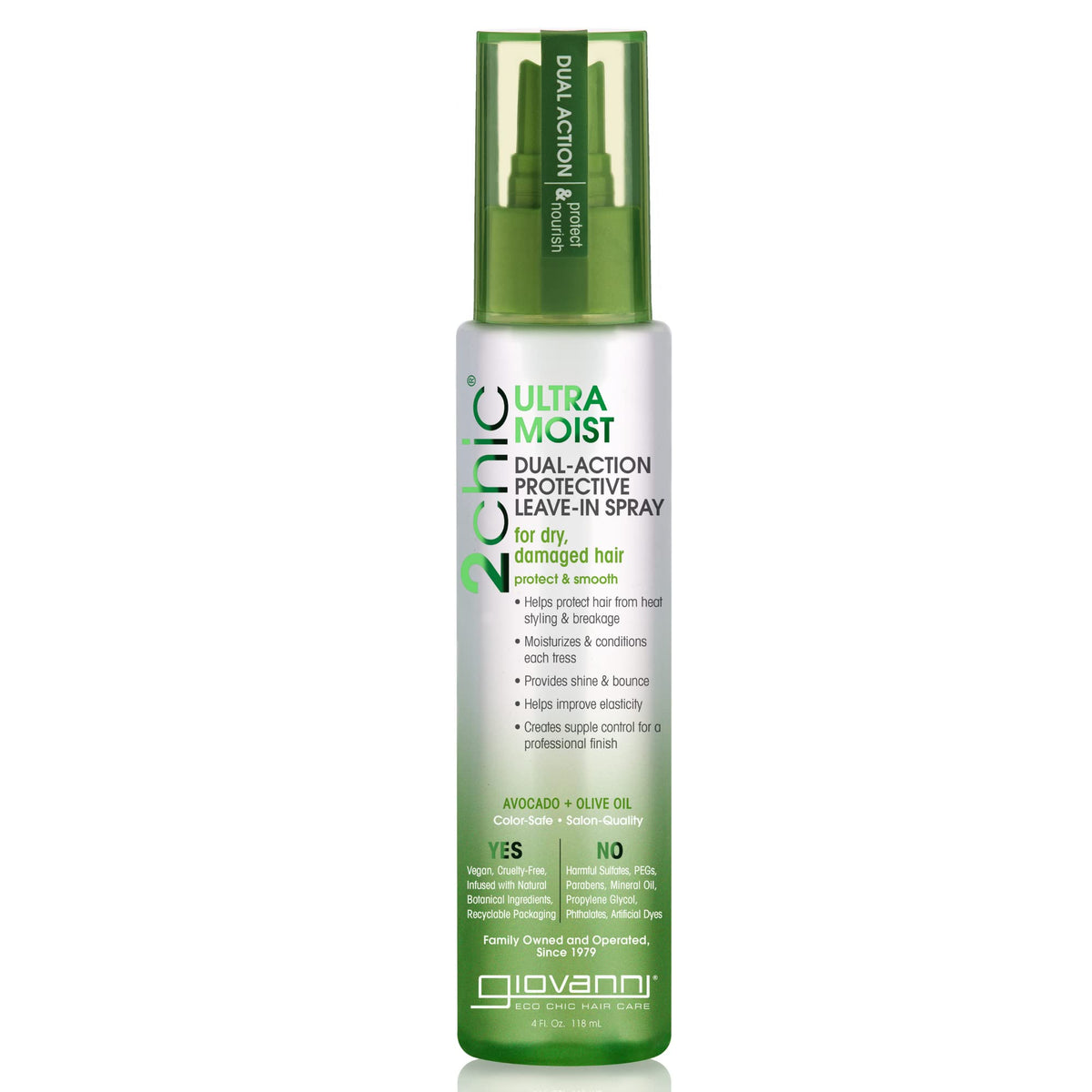 GIOVANNI 2chic Ultra-Moist Dual Action Protective Leave-In Spray - Protects from Heat Styling Breakage, Avocado & Olive Oil, Aloe Vera, Shea Butter Beauty & Personal Care GIOVANNI