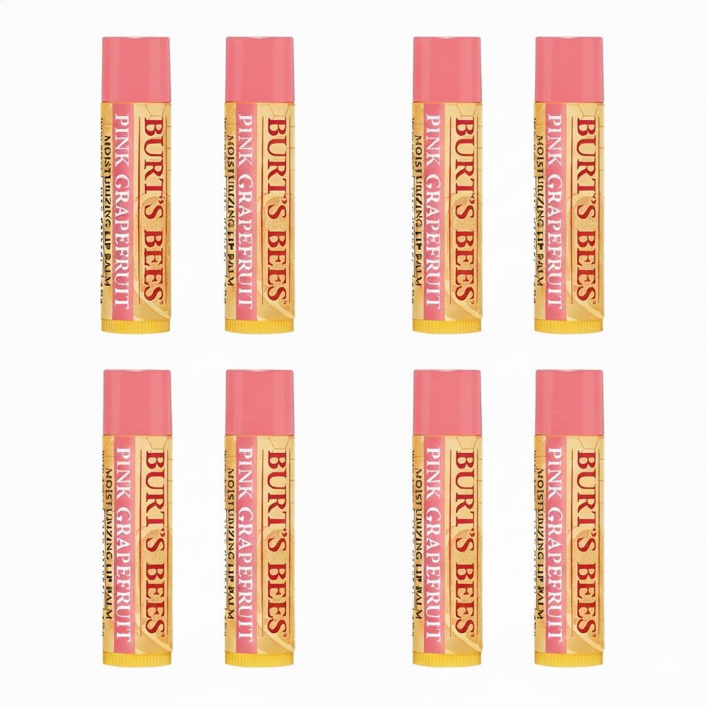 Burt's Bees Pink Grapefruit Moisturizing Lip Balm .15 Ounce 100% Natural Origin (8) Beauty and Personal Care Burt's Bees