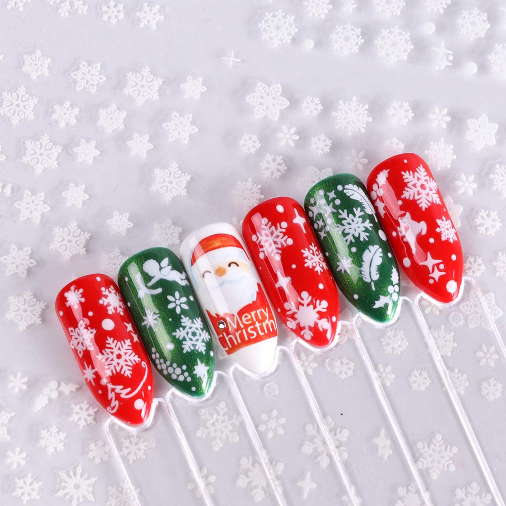 12 Sheets Snowflakes Nail Art Stickers Christmas Nail Decals 3D Self-Adhesive Snowflakes Nail Designs Nails Supplies for Women Girls Nails Tattoos Beauty & Personal Care SHANPIN