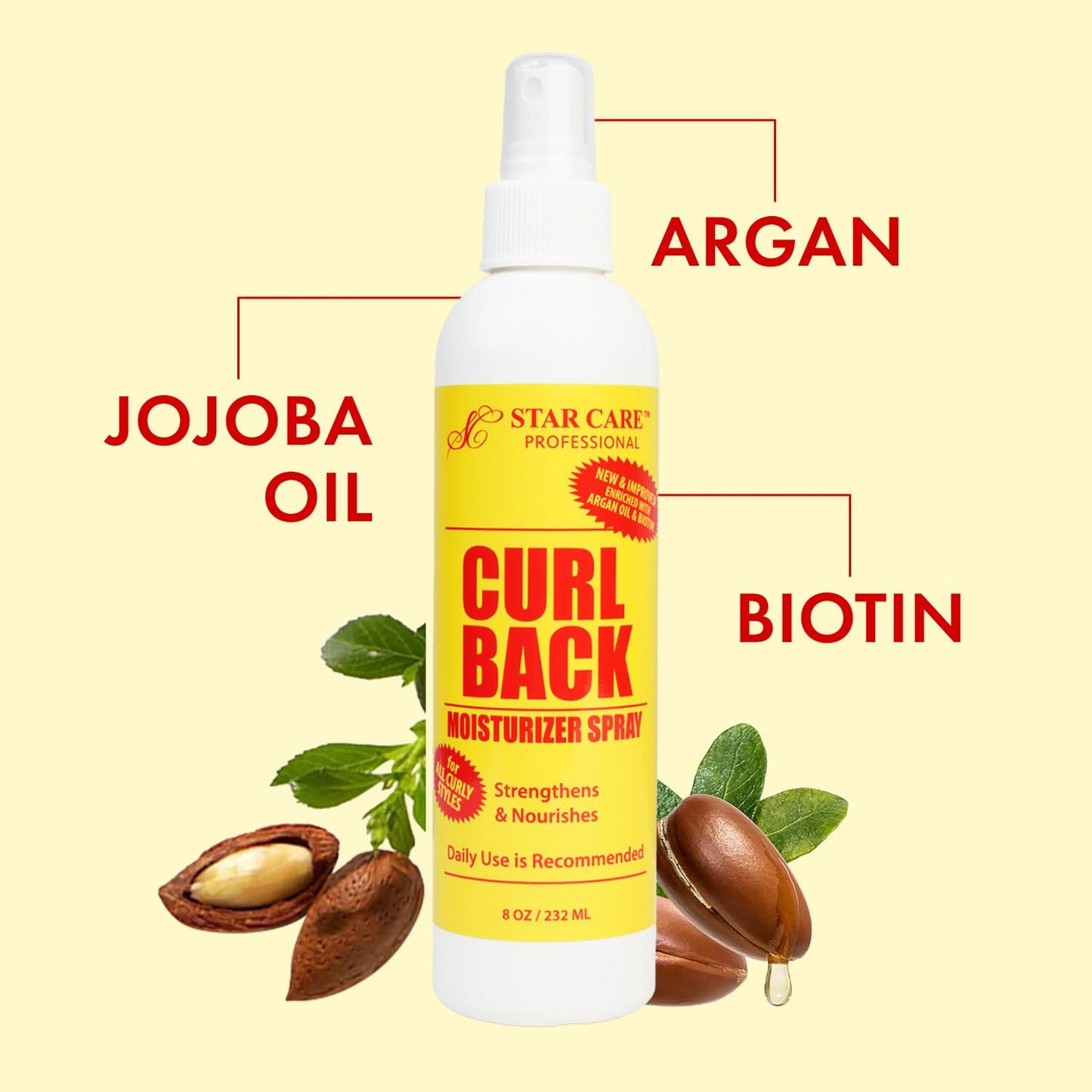 STAR CARE Professional Curl Back Moisturizer Spray - Argan Oil & Biotin Strengthening & Nourishing Hair Mist for Braids, Locks, Afros & Curly Hair Beauty & Personal Care STAR CARE