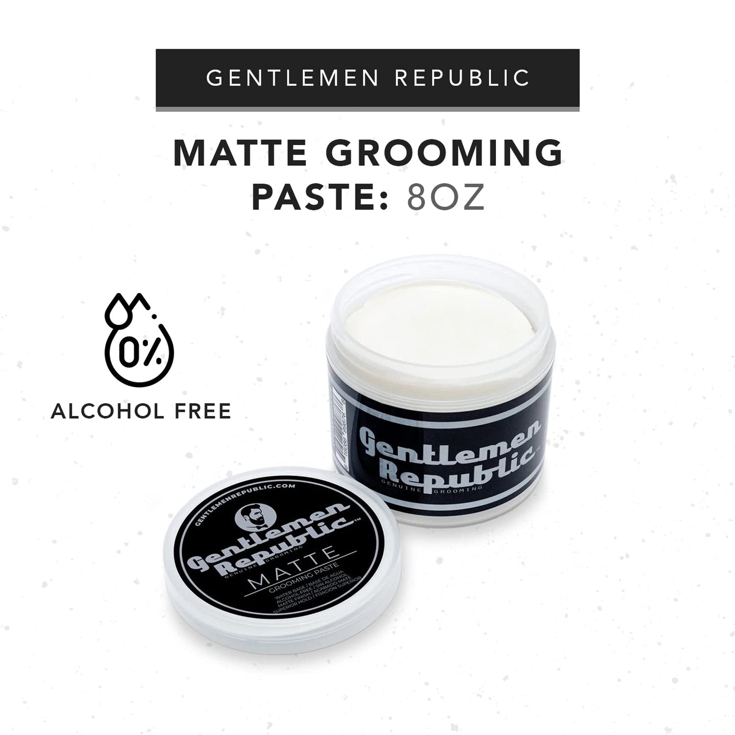 Gentlemen Republic 4oz Matte Paste for Men - Water-Based Men's Hair Paste with Strong Hold & Matte Finish - Alcohol-Free Hair Styling for Natural Beauty & Personal Care Gentlemen Republic