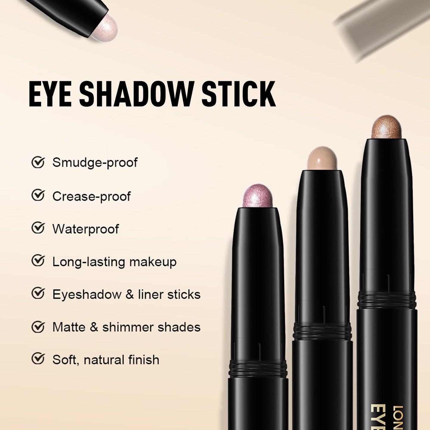 Wugbc Matte Eyeshadow Stick, Gray Cream Eye Shadow Stick Waterproof Neutral Brown Eyeliner Brightener Pencil Crayon Long-Lasting Eye Highlighter Beauty and Personal Care Wugbc