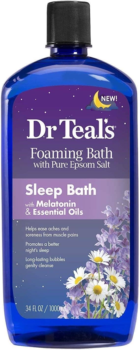 Dr. Teal's Melatonin Foaming Bath Gift Set (2 Pack, 34oz Ea) - Sleep Bath with Melatonin & Essential Oils - Pure Epsom Salt Beauty and Personal Care Dr Teal's