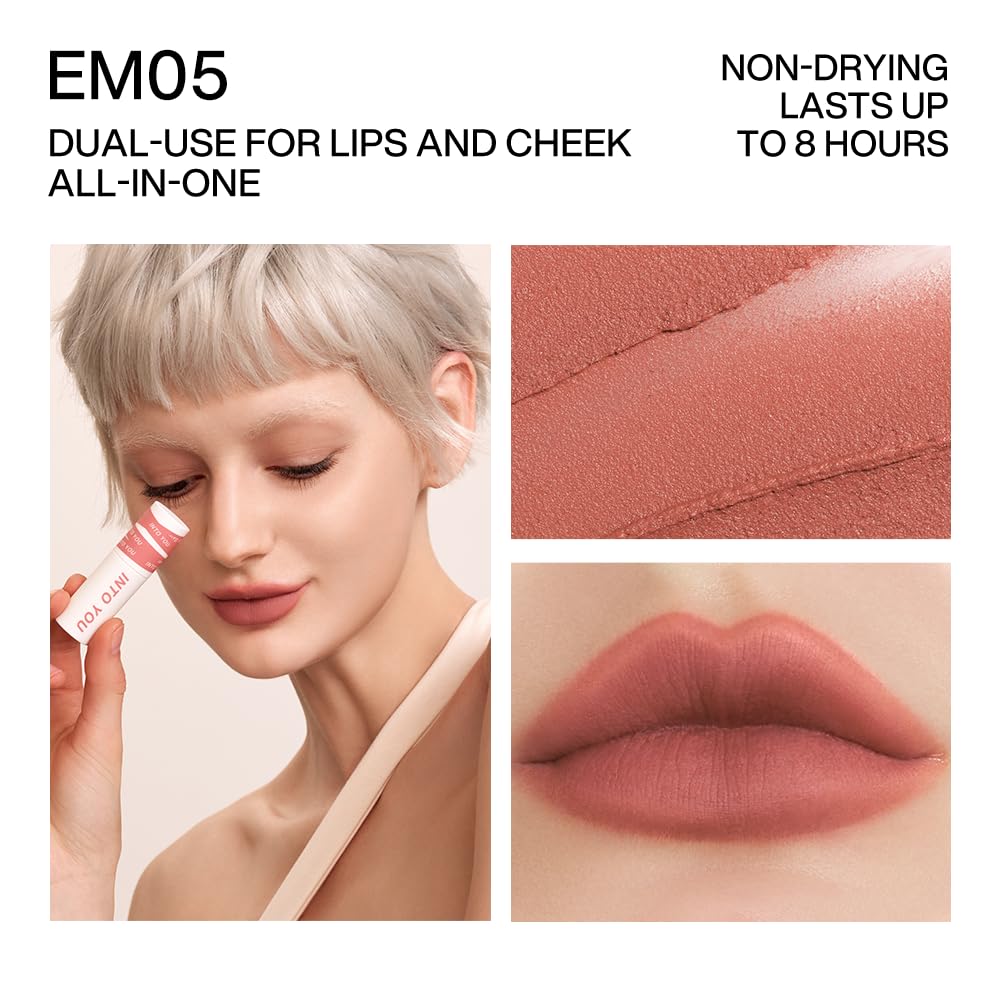 INTO YOU Matte Nude Lipstick for Women, Waterproof Liquid Lipstick Long Lasting Makeup with Lightweight Mud Texture, Dual-use for Lips and Cheek Beauty & Personal Care INTO YOU